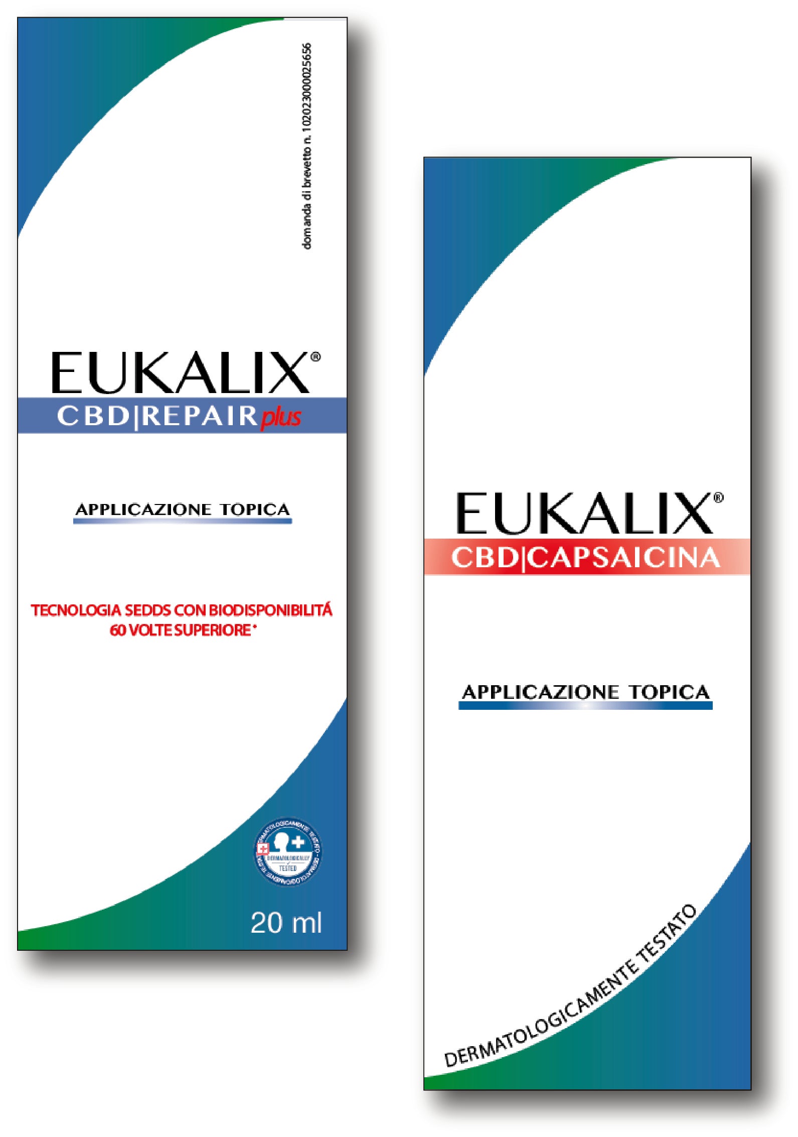 EUKALIX Repair Plus with Capsaicina topical CBD formulation in a bundled package, featuring bottles and packaging.