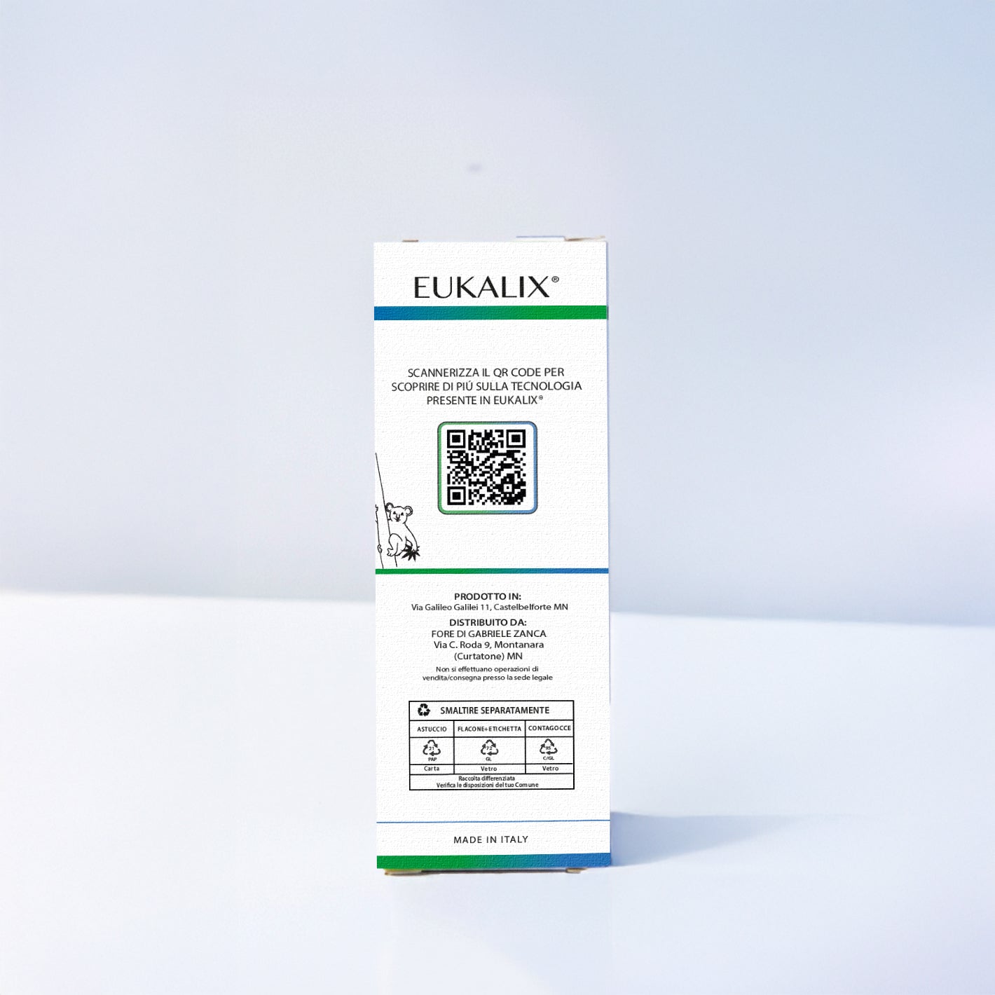 EUKALIX All-In Capsaicina, Eucalipto, Repair Plus topical CBD formulation packaging, side view of the product container.